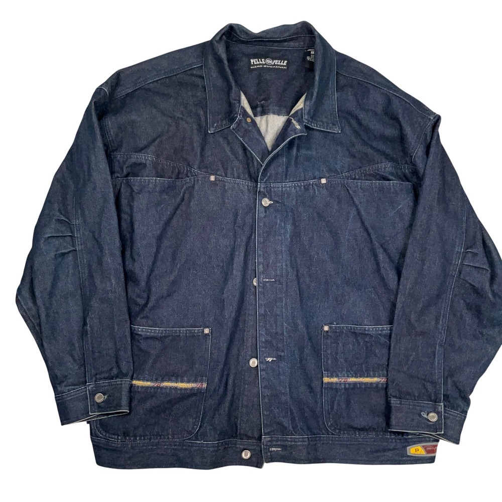 Pelle Pelle Denim Jacket Mens XXXL Dark Blue Streetwear Marc Buchanan Hip Hop